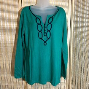 Vineyard Vines Tunic Sweater in Cove Green Embroidered Collar Large NWT